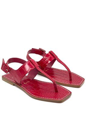 Christian Louboutin CUBONGO Croc Leather Flat Thong T Strap Sandals Shoes